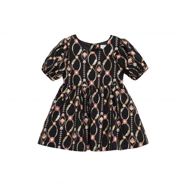 키즈 Peek 에센셜 인피니티 바인 퍼프 슬리브 드레스 - 블랙 프린트 8860991