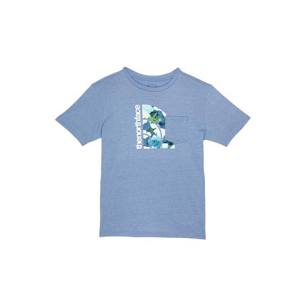 키즈 노스페이스 숏슬리브 반팔 트라이 블렌드 그래픽 티셔츠 - Folk 블루 헤더 7275587