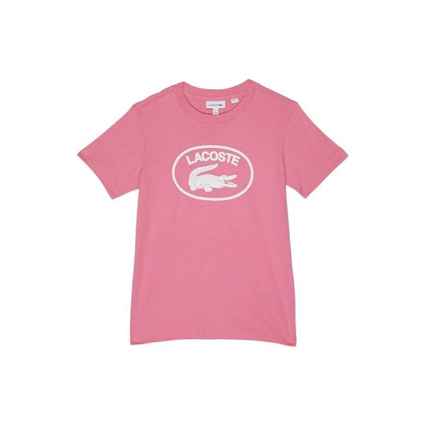 키즈 라코스테 크루넥 넥 코튼 티셔츠 크로커다일 프린트 그래픽 - Reseda 핑크 8600681