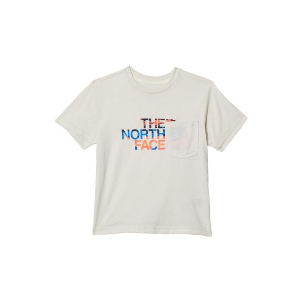 키즈 노스페이스 숏슬리브 반팔 트라이 블렌드 그래픽 티셔츠 - Gardenia 화이트 Heather/TNF 레드 8600617