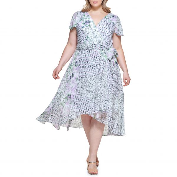 우먼 DKNY 디케이앤와이 패턴 하이로우 드레스 - 라벤더 로즈 8325053