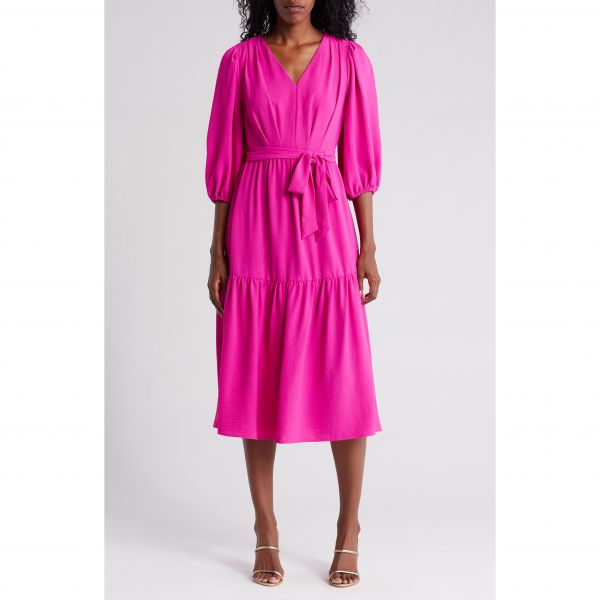 우먼 DKNY 디케이앤와이 티어드 벌룬 슬리브 드레스 - 파워 핑크 8863927