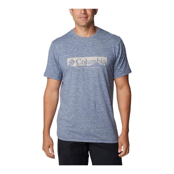 컬럼비아 Kwick Hike™ 그래픽 숏슬리브 반팔 티셔츠 - Collegiate 네이비 Heather/CSC 박스 Treelin 8819956