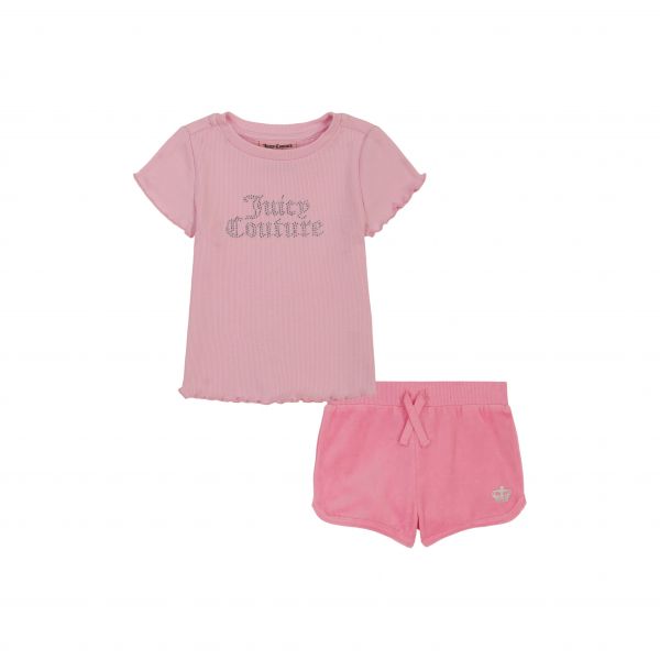 키즈 Juicy Couture 키즈 러플 Edge 티셔츠 &amp; 숏 쇼트 쇼츠 바지 - 핑크 8858813