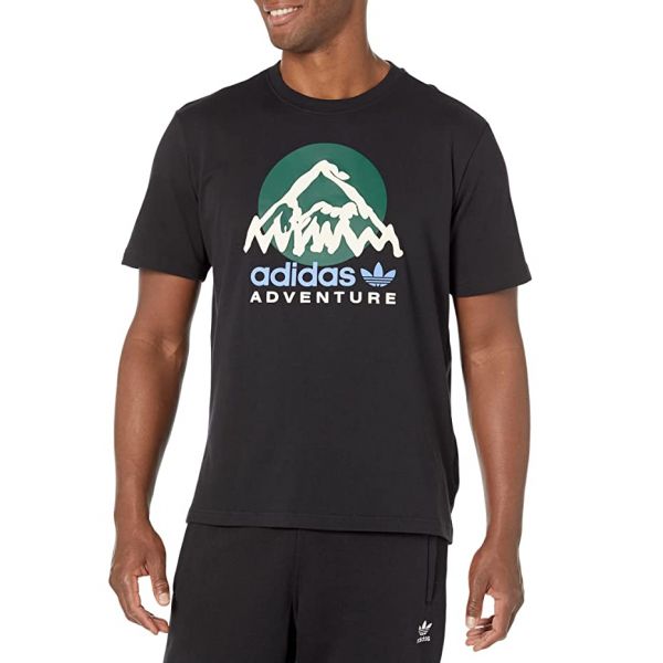 아디다스 어드벤처 Mountain 프론트 티셔츠 - 블랙 6018849