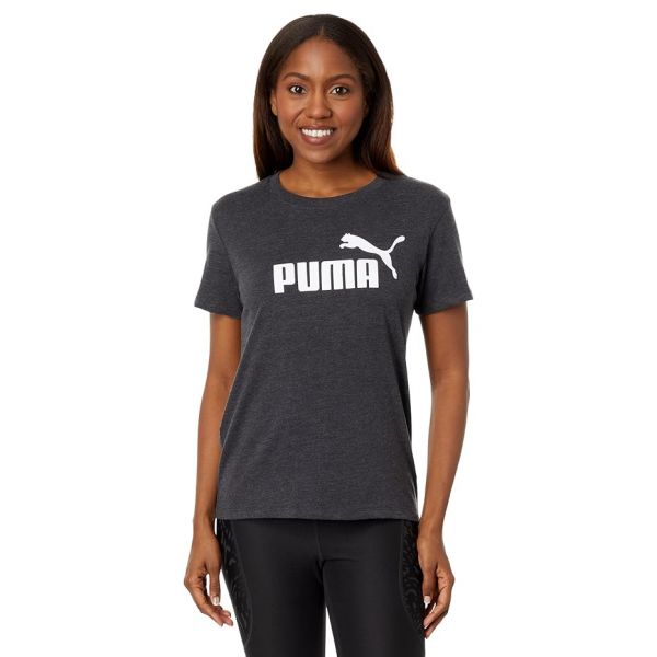 우먼 푸마 퓨마 에센셜 로고 숏슬리브 반팔 티셔츠 - 다크 그레이 Heather/Puma 화이트 8590288