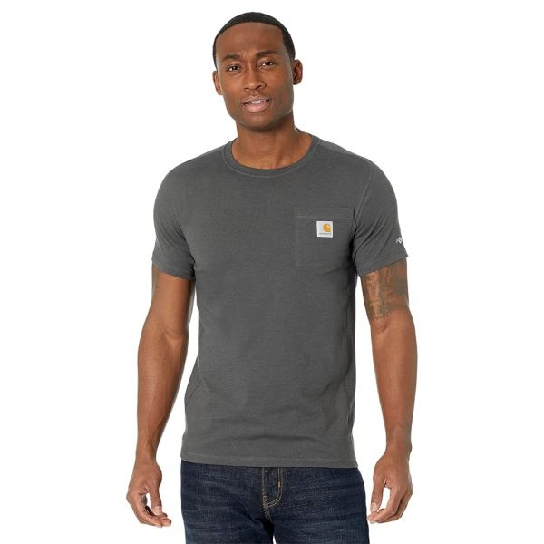 칼하트 포스 릴렉스드 핏 미드웨이트 숏슬리브 반팔 포켓 티셔츠 - 카본 헤더 7995235