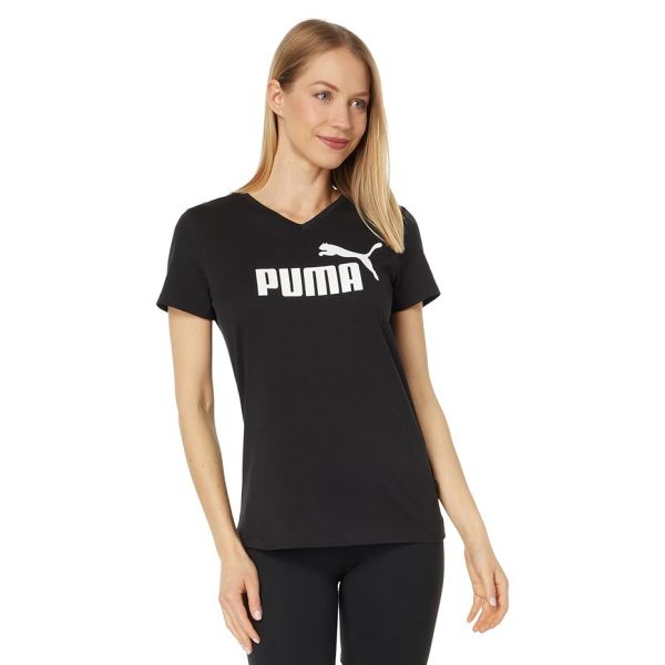 우먼 푸마 퓨마 에센셜 브이넥 티셔츠 - 블랙 8671802