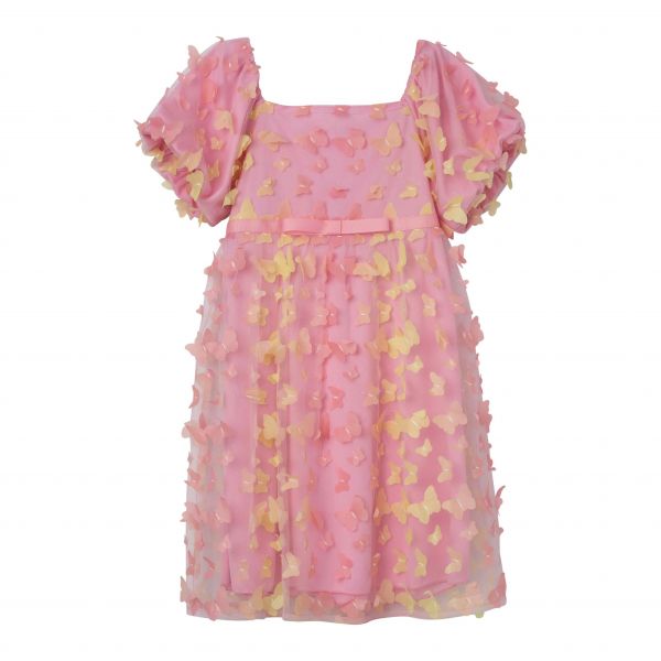 키즈 Speechless 키즈 3D 버터플라이 퍼프 슬리브 드레스 - 핑크 옐로우 Jm 8327001